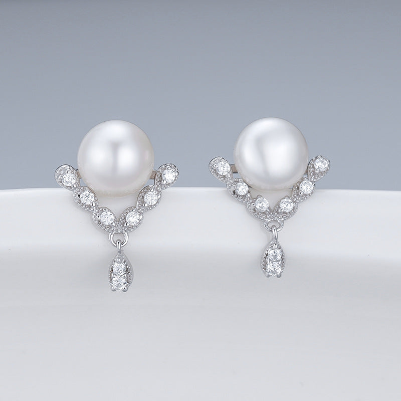 S925 sterling silver earring setting (default no pearl) wse064-072