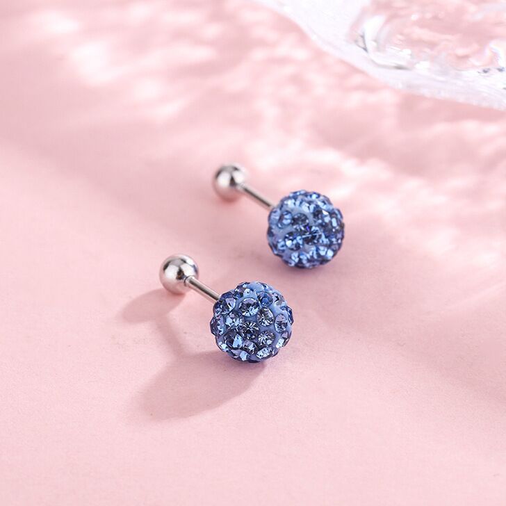 S925 gems ball earrings   #E020-E027