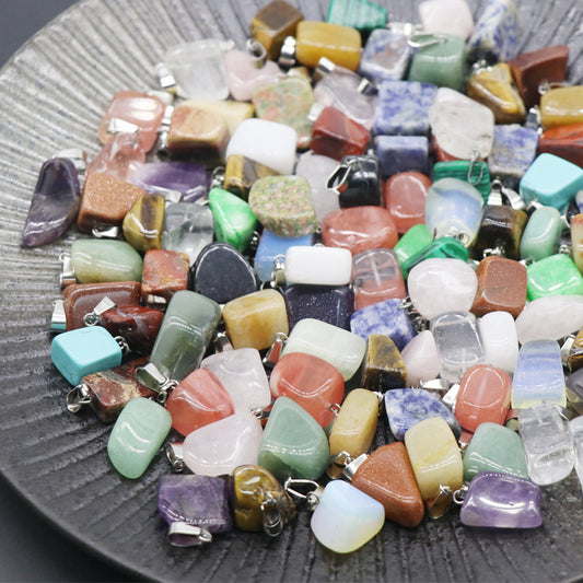 natural crystal stone pendant irregular shape mixed colors P039