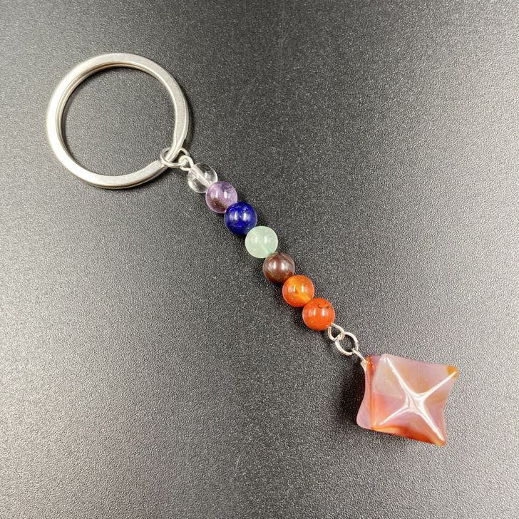 7-chakras crystal Hexagram keychain