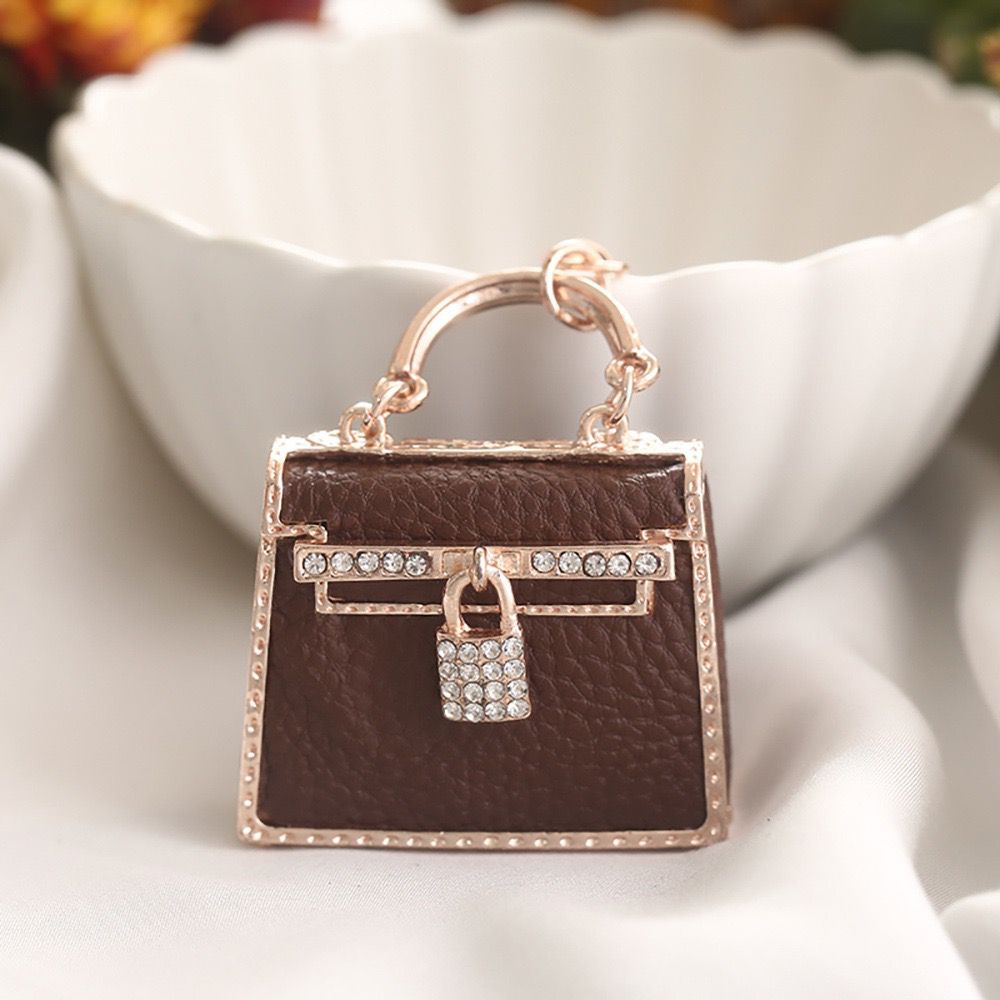 leather bag shape keychain with rhinestone  KC044-KC047