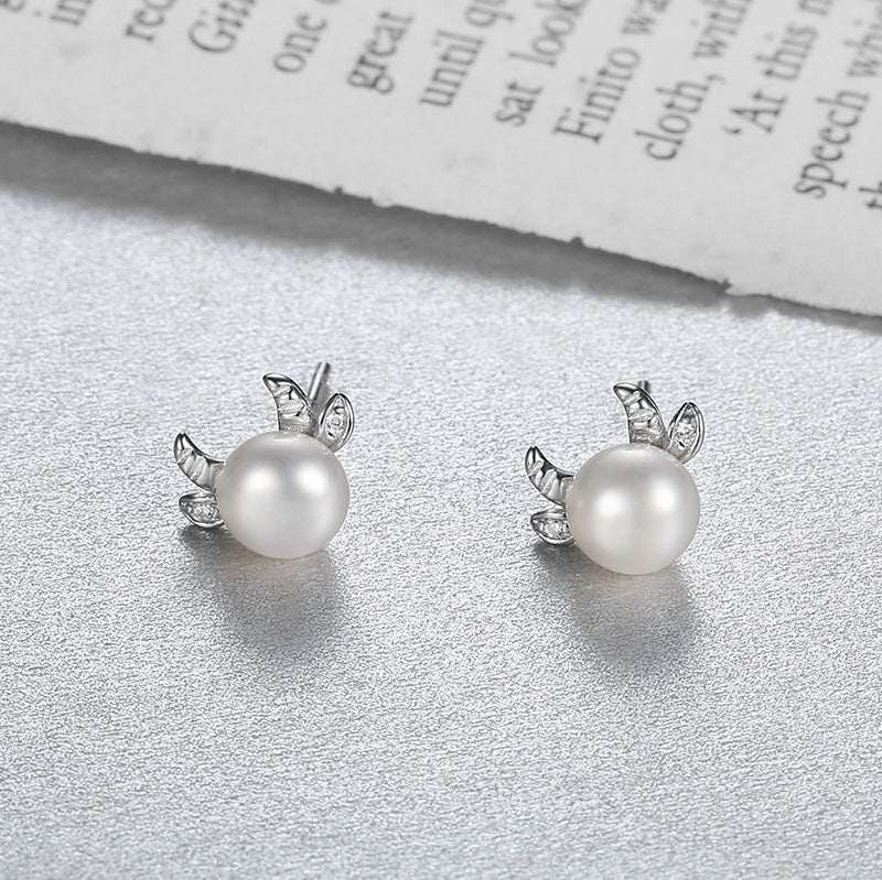 S925 sterling silver earring  setting (default no pearl) wse010-018