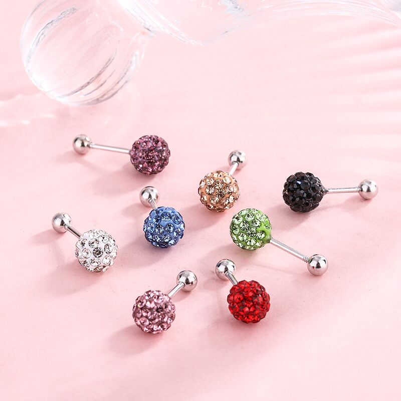 S925 gems ball earrings   #E020-E027