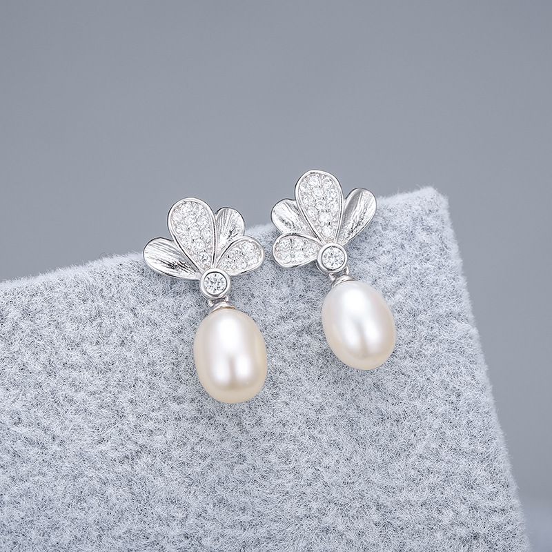 S925 sterling silver earring setting (default no pearl) wse118-126