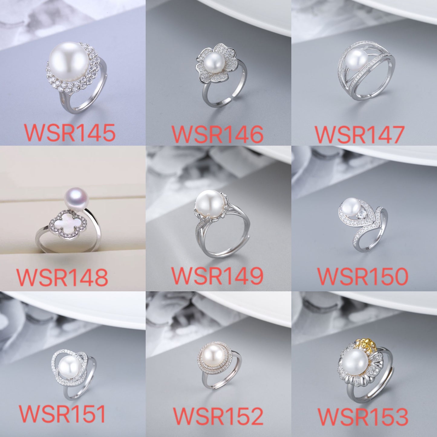 S925 sterling silver ring setting (default no pearl) wsr145-153