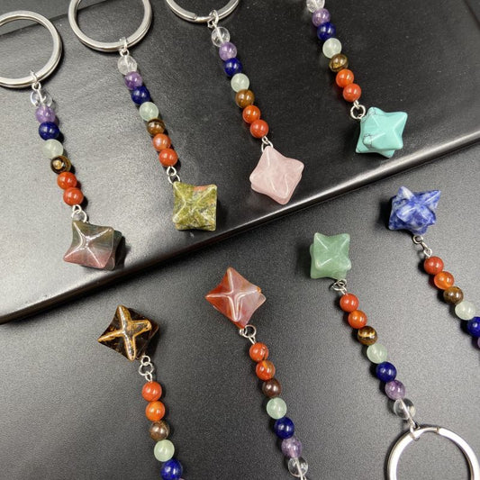 7-chakras crystal Hexagram keychain