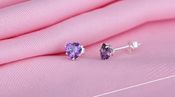 S925 heart zircon earrings 8mm  #E016-E018