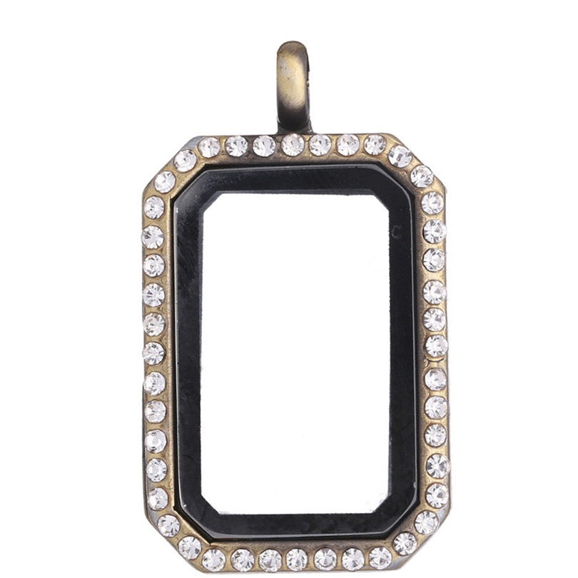 Rectangla  floating locket necklace for charms and mini pearls  LN023-LN027