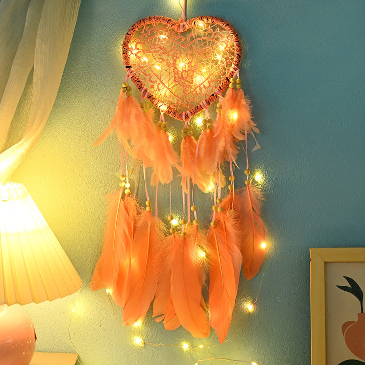 heart dreamcatcher   feather cather wall hanging decorations #DC021-DC022