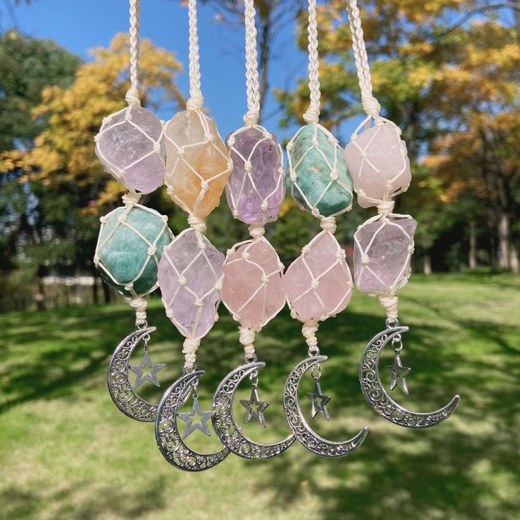 natural raw crystal stone car pendant decoration