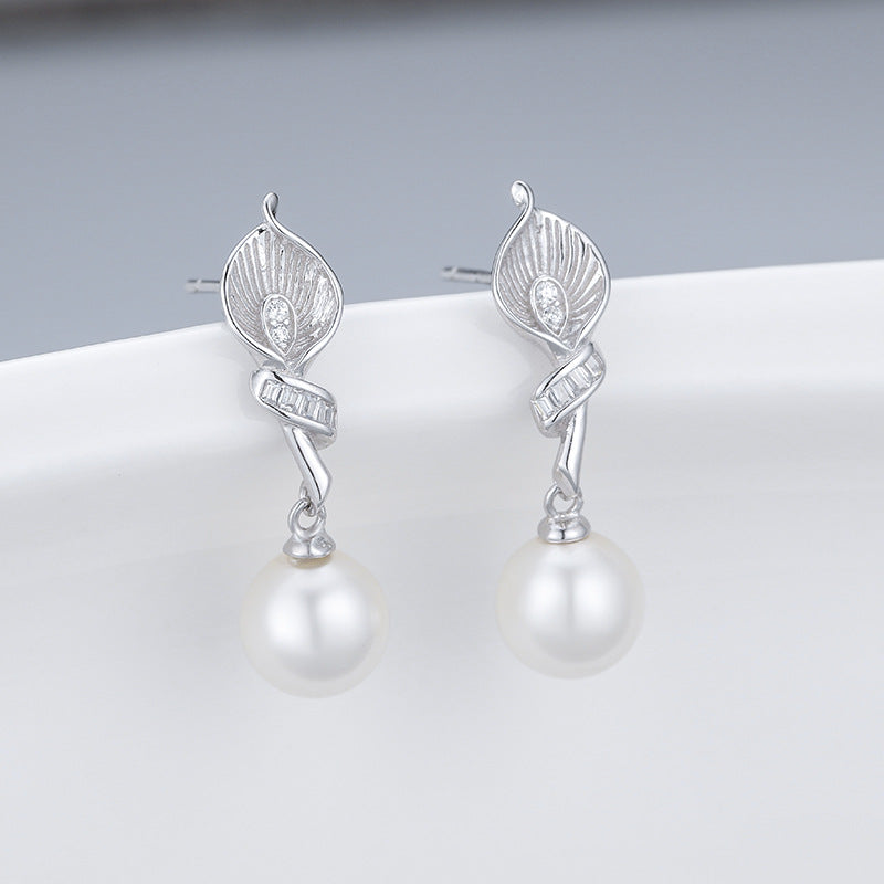 S925 sterling silver earring  setting (default no pearl)wse073-081