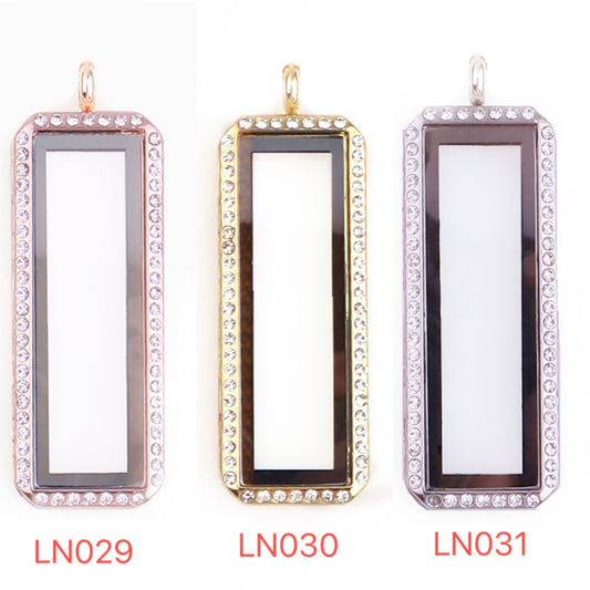 Rectangla  floating locket necklace for charms and mini pearls  LN029-LN031