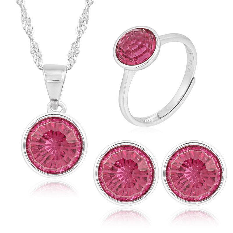 sterling silver S925 gem pendant+ring+earrings set  #SGS006-SGS009