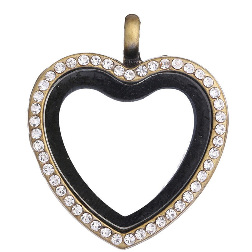 Heart-shape  floating locket necklace for charms and mini pearls  LN053-LN059