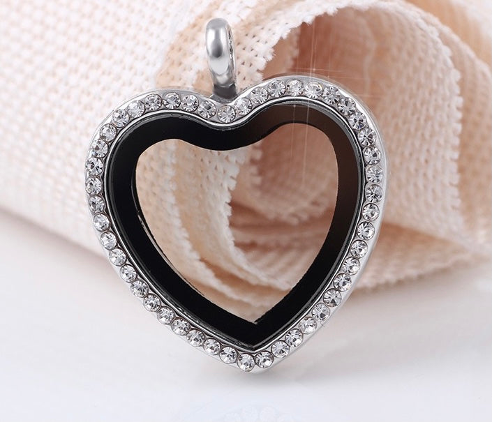 Heart-shape  floating locket necklace for charms and mini pearls  LN053-LN059