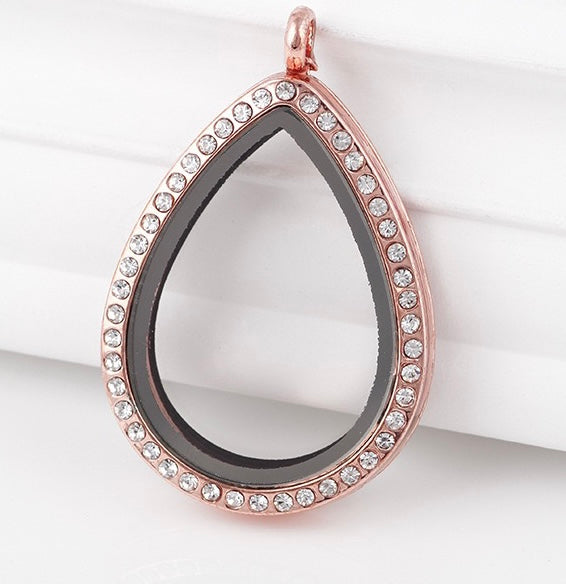 Tear drop loating locket necklace for charms and mini pearls LN009-012