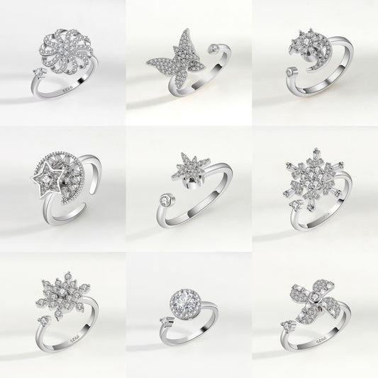 Open adjustable rotary finger ring R036-R044