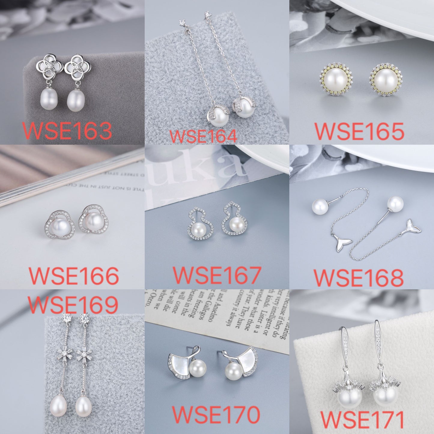 S925 sterling silver earring  setting (default no pearl) wse163-171