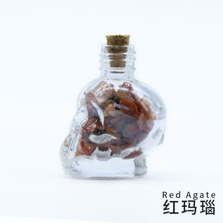 crystal stone chips in skull bottle decorations