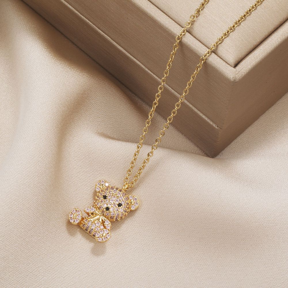 rhinestones bear necklace N070-N072