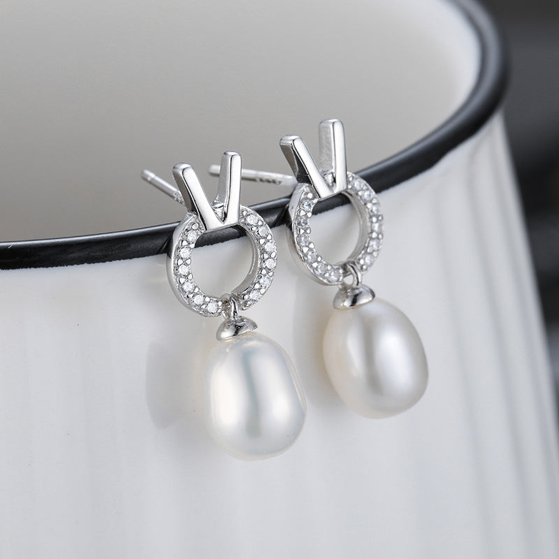 S925 sterling silver earring setting (default no pearl) wse064-072