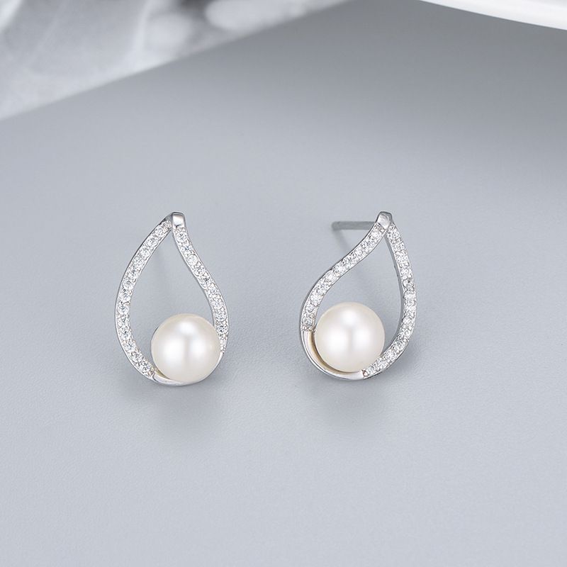 S925 sterling silver earring setting (default no pearl) wse118-126