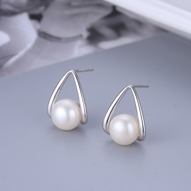 S925 sterling silver earring  setting (default no pearl)wse055-063