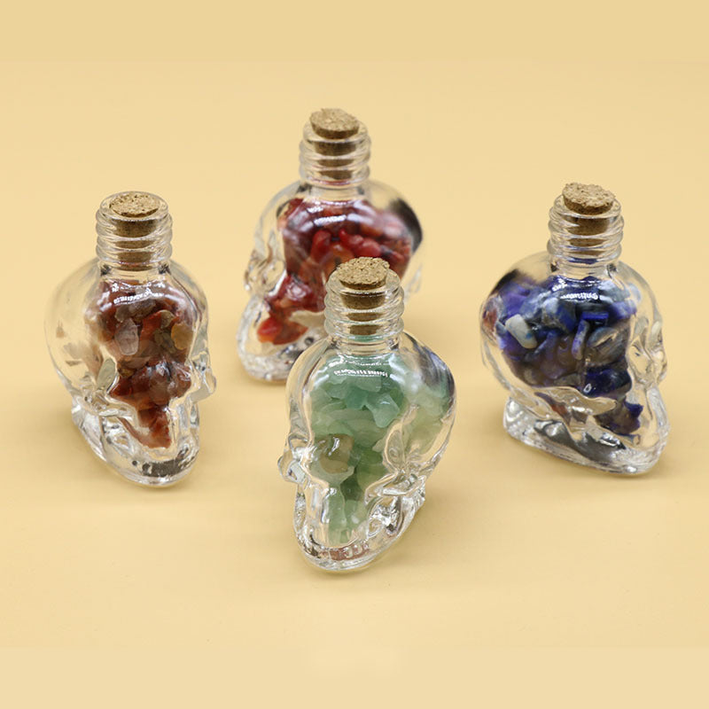 crystal stone chips in skull bottle decorations