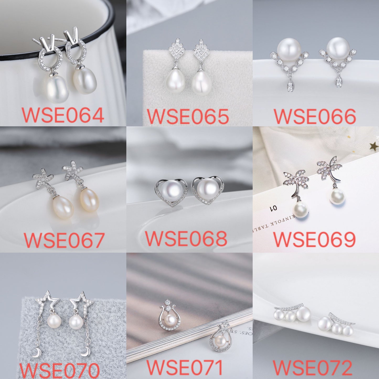 S925 sterling silver earring setting (default no pearl) wse064-072