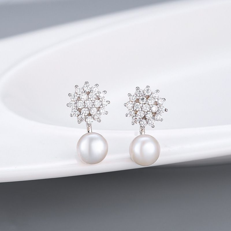 S925 sterling silver earring setting (default no pearl) wse118-126