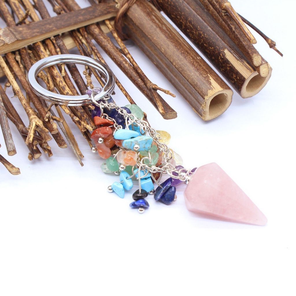 natural crystal agate stone irregular shape keychain KC082