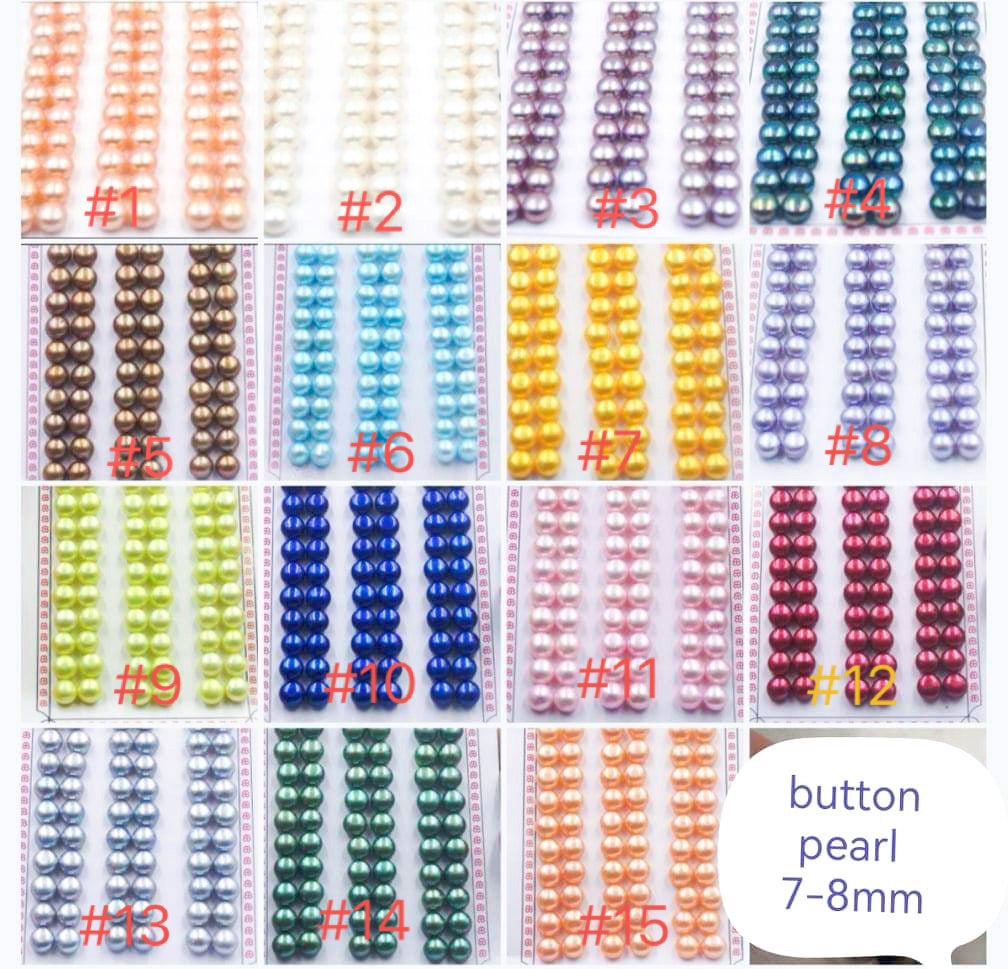 colored button pearls 7-8mm sell as pairs