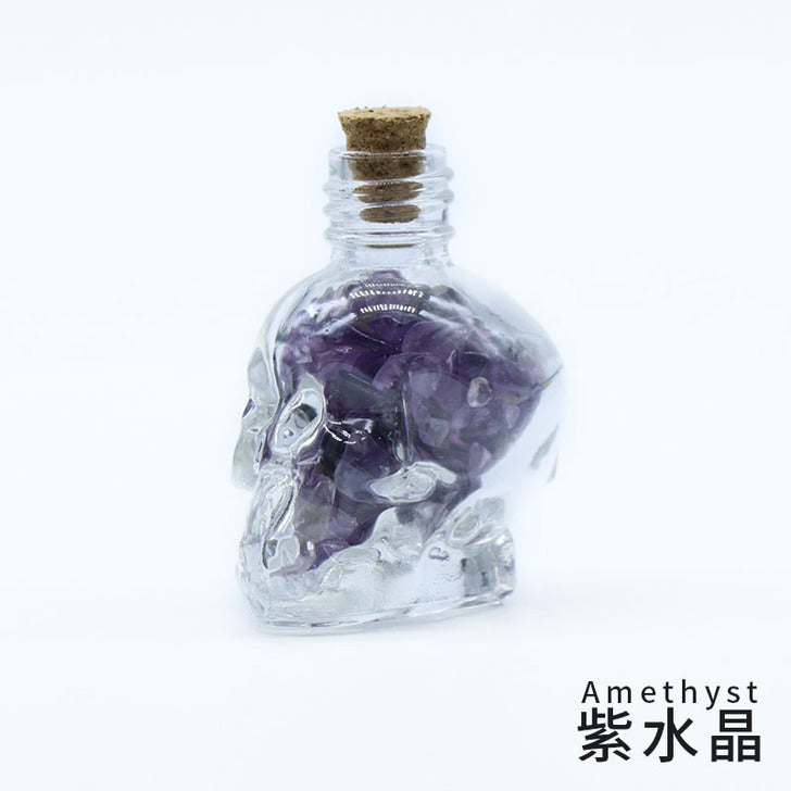 crystal stone chips in skull bottle decorations