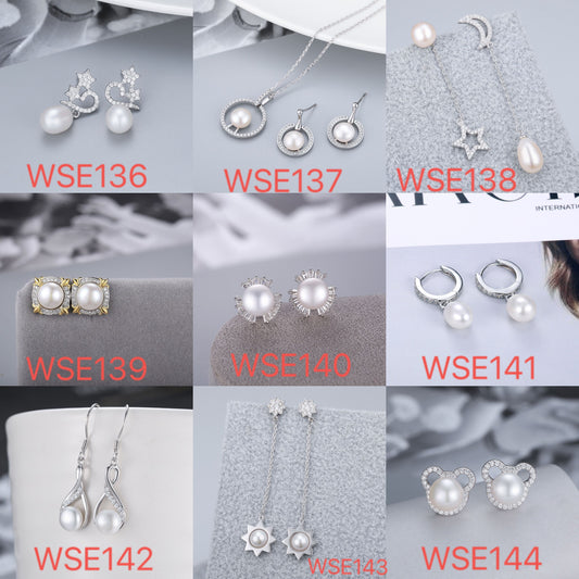 S925 sterling silver earring setting (default no pearl) wse136-144