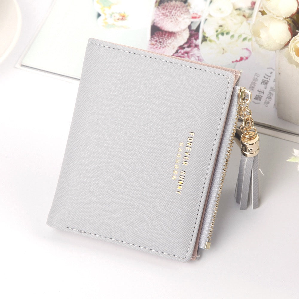 New women's wallet short vertical cross fringe zipper coin wallet BB035-BB039