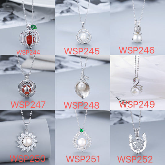 S925 sterling silver pearl pendant setting (default no pearl) wsp244-252