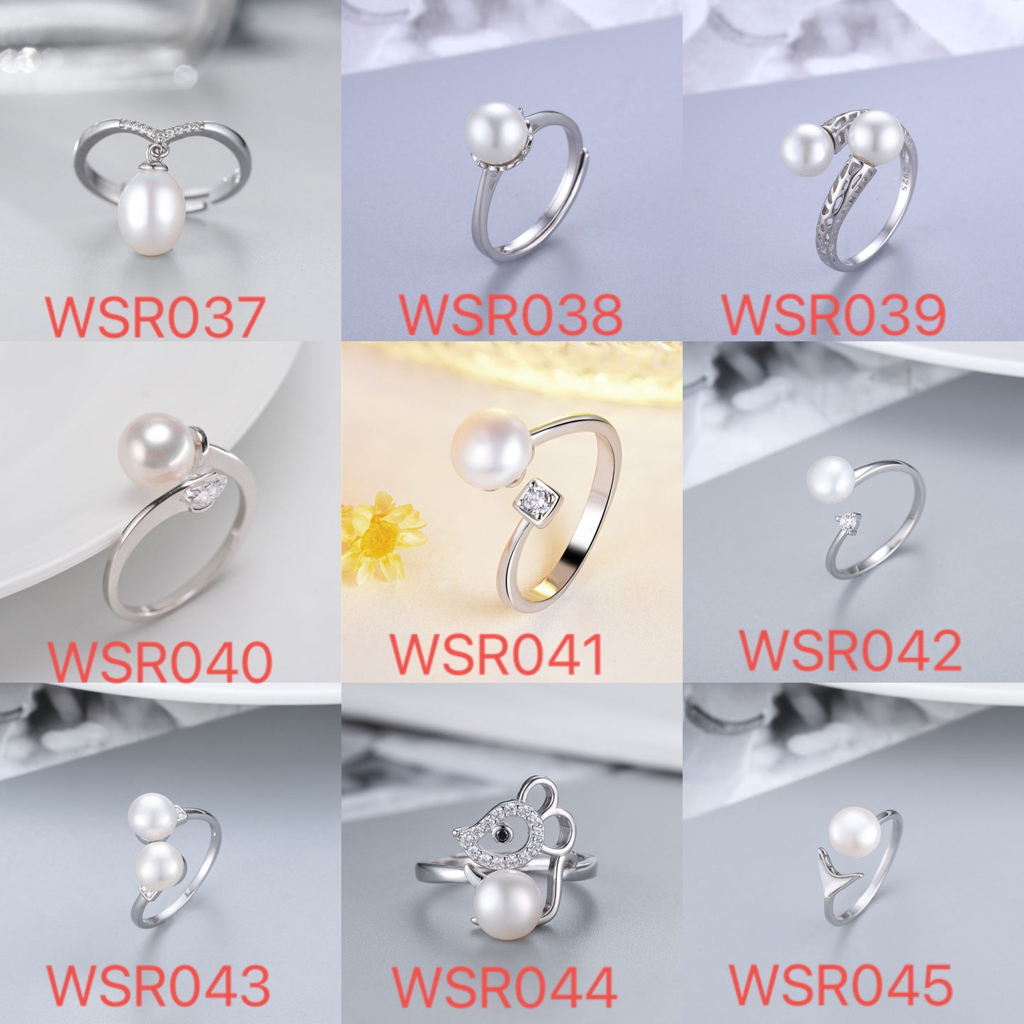 S925 sterling silver ring setting (default no pearl) wsr037-045