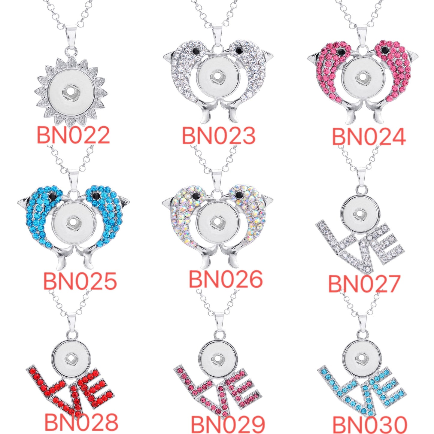 Snap button necklace BN022-BN030