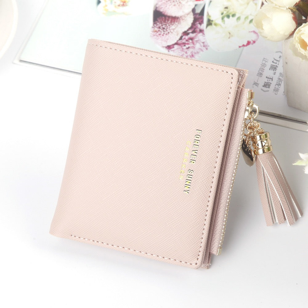 New women's wallet short vertical cross fringe zipper coin wallet BB035-BB039