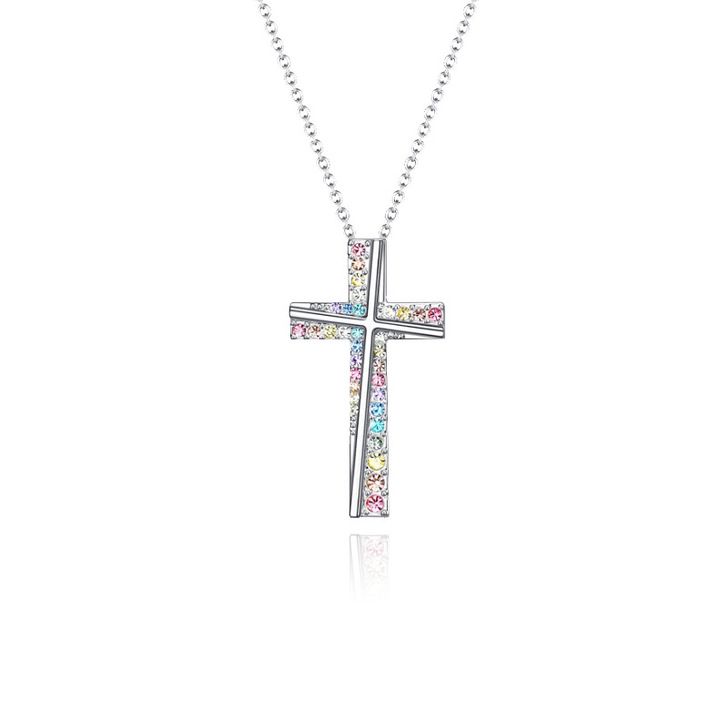 fashion rhinestones cross necklace N073