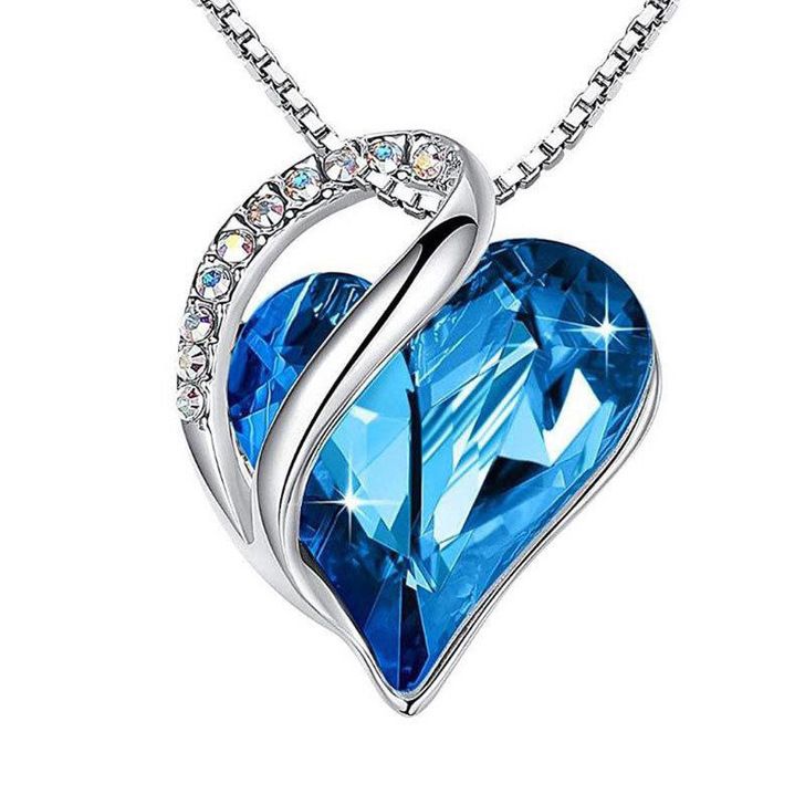 rainbow gem rhinestones zircon heart necklace N075-N078