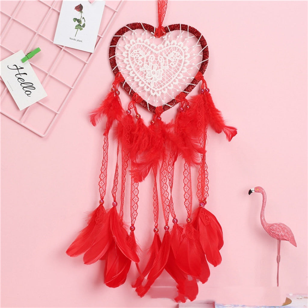 heart dreamcatcher   feather cather wall hanging decorations #DC039-DC046