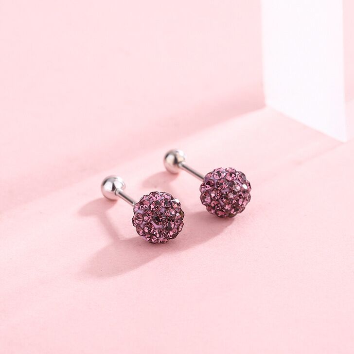 S925 gems ball earrings   #E020-E027