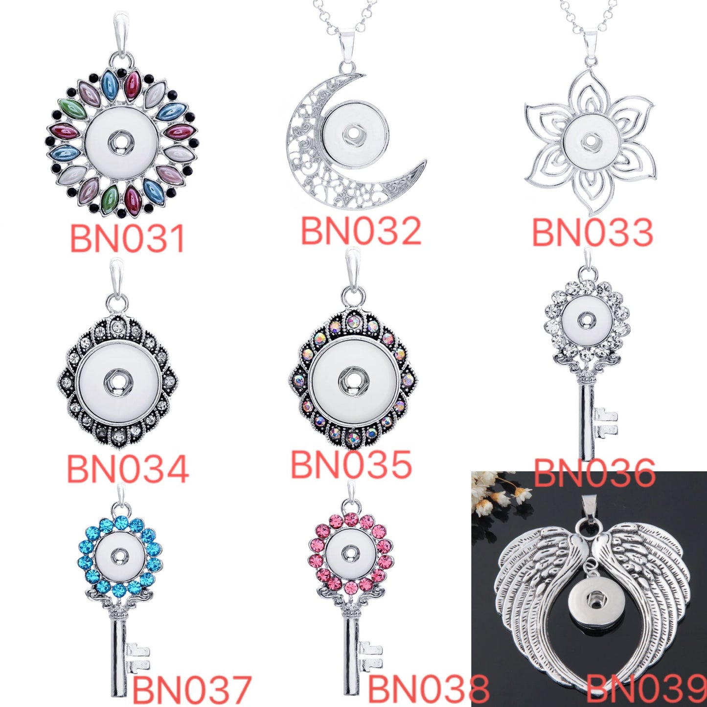 Snap button necklace BN031-BN039