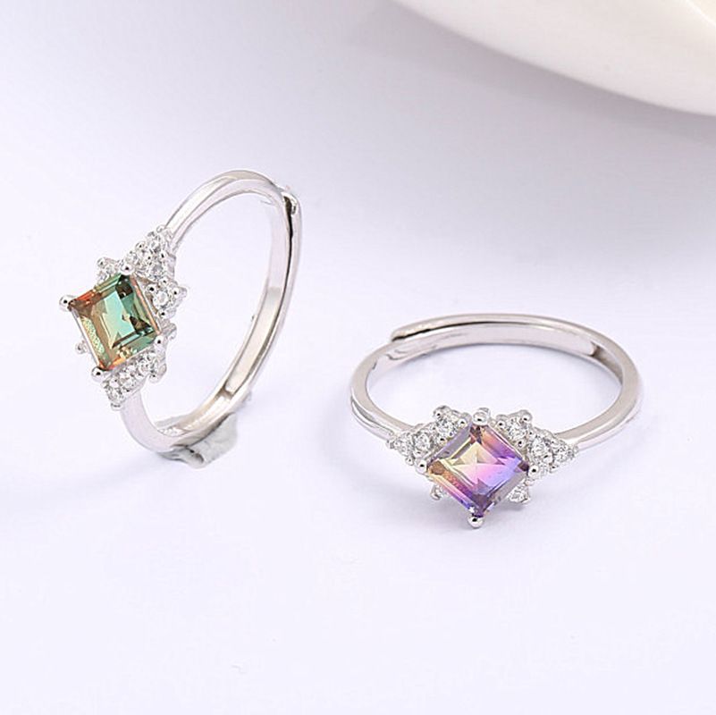 S925 sterling silver gem ring SSG411-SSG412