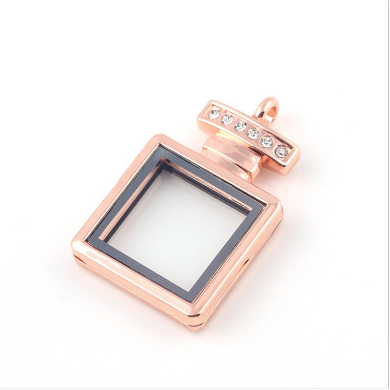 Perfume bottle  floating locket necklace for charms and mini pearls  LN040-LN043