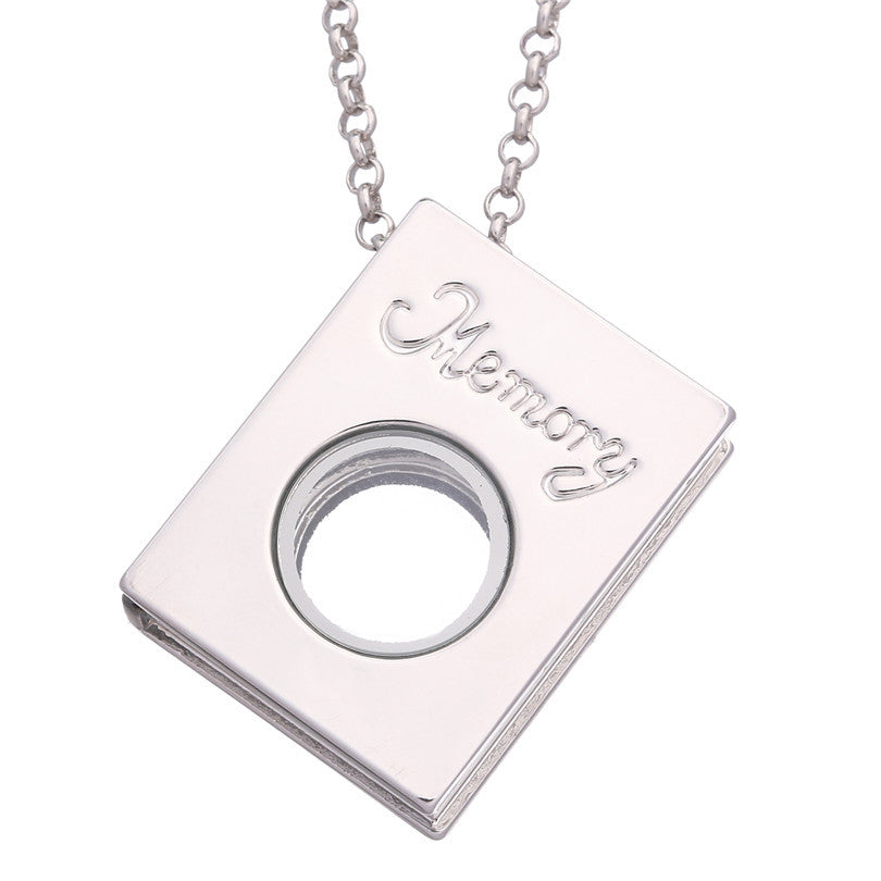 Book  floating locket necklace for charms and mini pearls  LN005-LN008