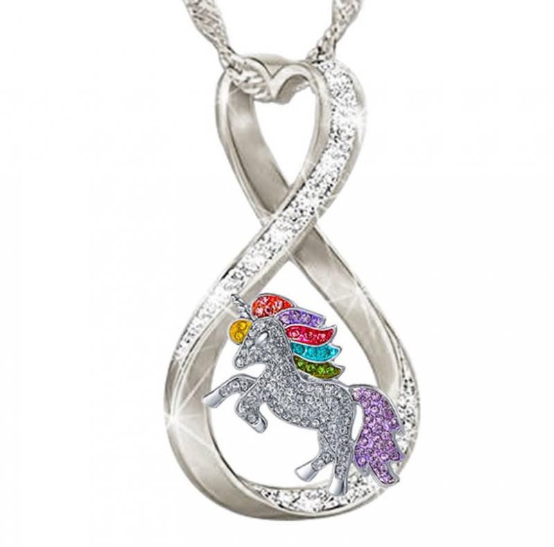 rainbow gem rhinestones zircon unicorn necklace N085-N093