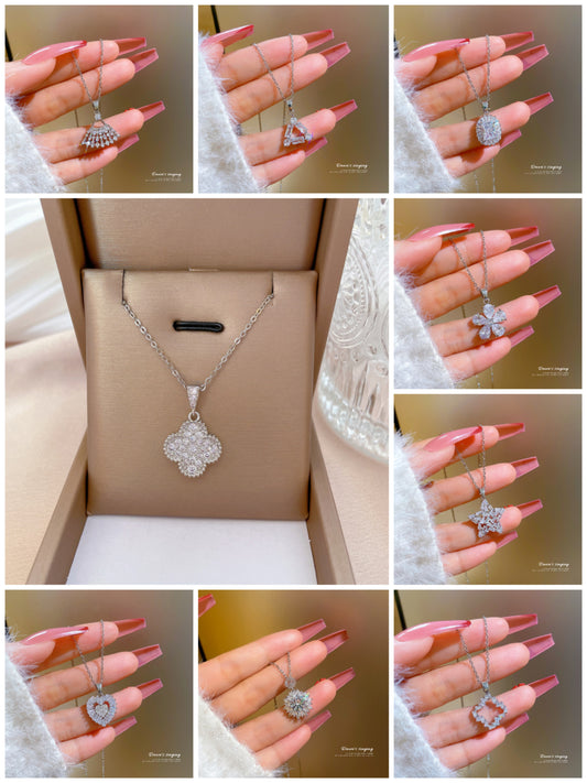 Luxury zircon Crystal Stainless Steel Necklace N010-N018