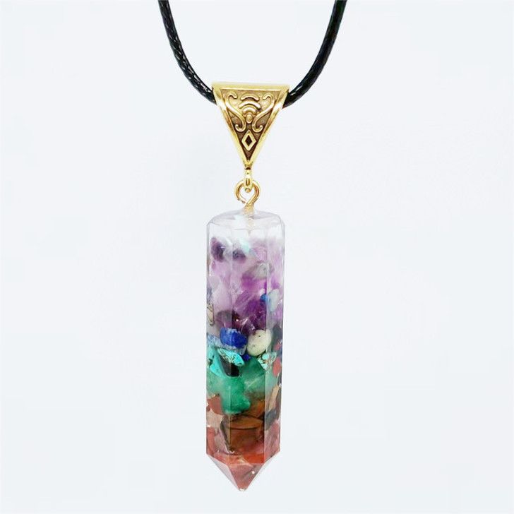 Multicolored yoga resin crystal chips  necklace N063-N067